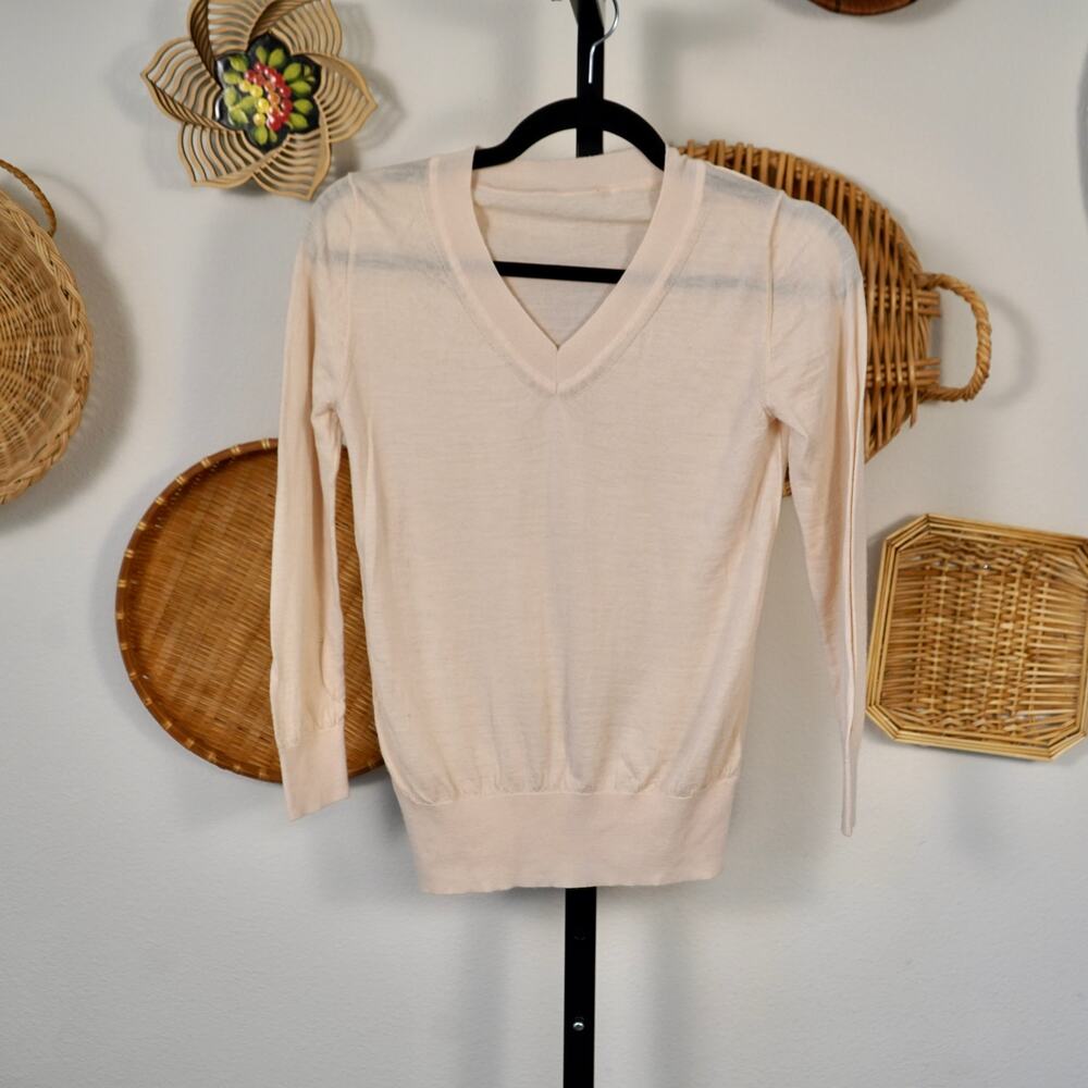 Forte Forte Long Sleeve V Neck Pullover Sweater‎ White Womens wool Size 0
